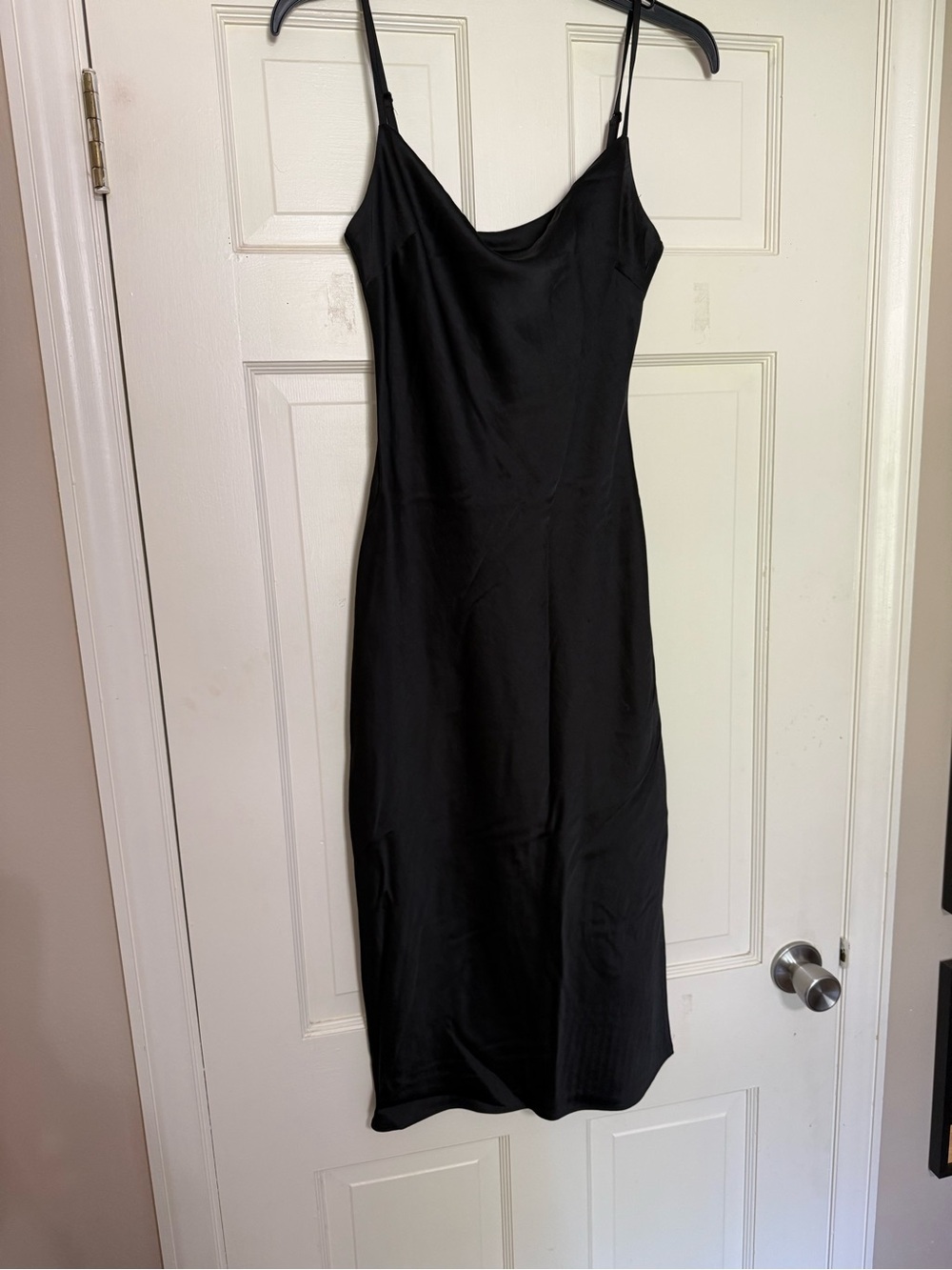 Express Cowl New Midi Slip Dress with Slit Black - XS